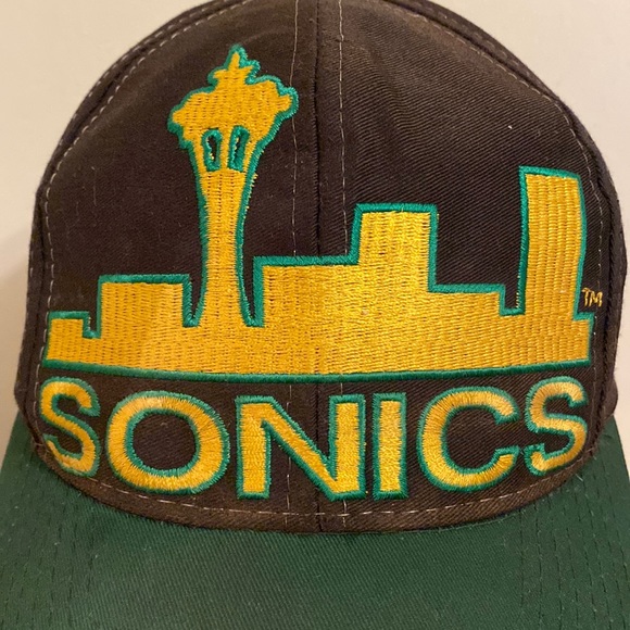 Seattle SuperSonics Vintage 90s Big Logo Athletic Hat Snapback Cap Sonics - Picture 3 of 17